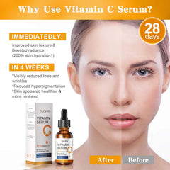NUSPA Vitamin C Serum label detail emphasizes organic ingredients and purity.
