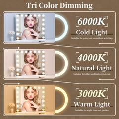 NUSVAN vanity mirror three-color modes for day, warm, and evening tones.
