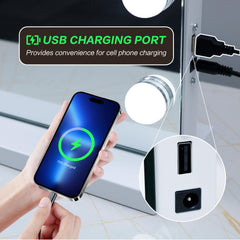 NUSVAN vanity mirror includes USB charging for convenient power on the go