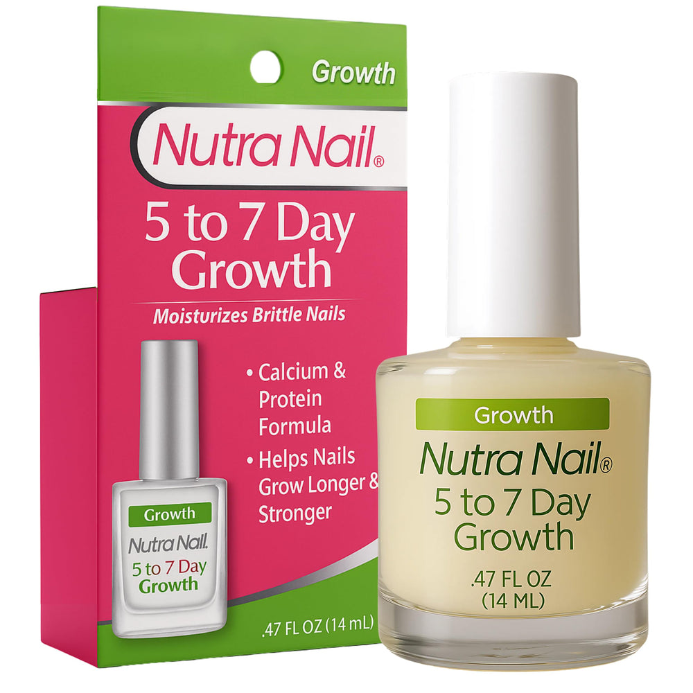 Nutra Nail growth treatment bottle front shows USA-made formula for stronger nails.