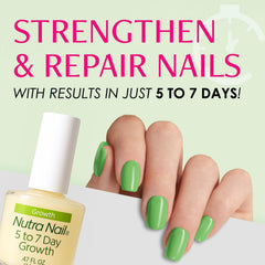 Nutra Nail growth treatment brush-on demonstrates easy daily application.