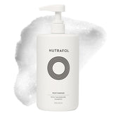 Nutrafol front bottle view showing 1L size and clear labeling benefits