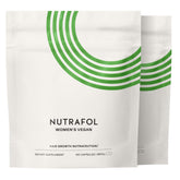 Nutrafol front packaging showing vegan hair growth benefits and two-month supply