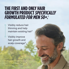 Nutrafol Men 50+ capsules close-up highlighting texture and daily dose benefit