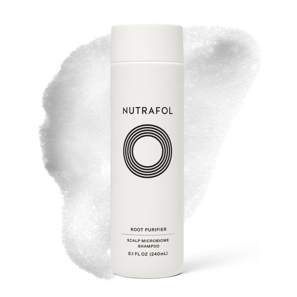 Nutrafol bottle front packaging showing product and volume, conveys trusted formulation