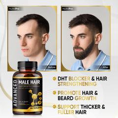 NutraPro Hair Growth Vitamins label view highlighting nutrient blend for hair vitality.