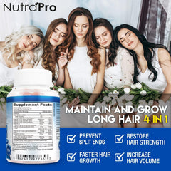 NutraPro Long Hair Gummies packaging emphasizes natural ingredients and simple routine