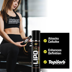 Nutrex Lipo-6 Defining Gel applied on stomach area to support skin elasticity