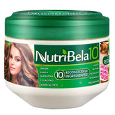 NUTRIBELA10 hair mask packaging shows premium deep-conditioning care for dry, damaged hair.