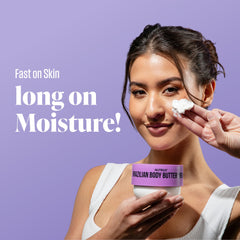 Nutrius Brazilian Body Butter Cream Botanical Bliss application on arm shows fast, non-greasy hydration.