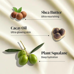 Nutrius Brazilian Body Butter Cream Botanical Bliss texture swirl highlights creamy absorption and velvet-smooth finish.