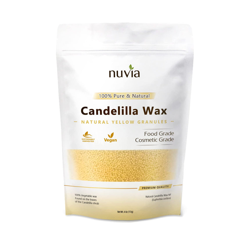 Cera de candelilla Nuvia Organics en granulos para cosméticos veganos y alimentos