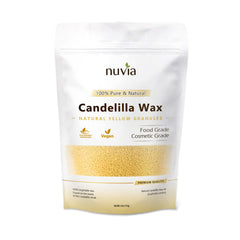 Cera de candelilla Nuvia Organics en granulos para cosméticos veganos y alimentos