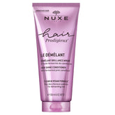 NUXE Hair Prodigieux High Shine Conditioner bottle closeup highlights nourishing detangling for silky hair