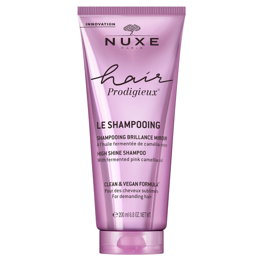 Nuxe Hair Prodigieux High Shine Shampoo bottle for daily shine nourishment.