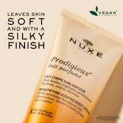 Nuxe Prodigieux lotion hand application showing smooth skin after use