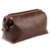 NV Holders premium leather toiletry bag open compartment for easy access to grooming essentials