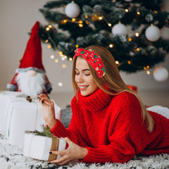 NVENF holiday headband top knot creates a chic focal point for parties