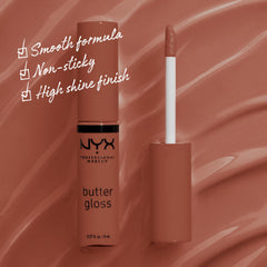 NYX Butter Gloss Bit Of Honey silky-application highlights smooth, everyday wear.