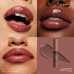NYX Butter Gloss Ginger Snap closeup shows creamy texture and smooth finish.