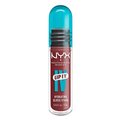 NYX Lip IV application close-up showing wet shine and gloss