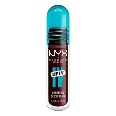 NYX Lip IV Wet Shine swatch demonstrates instant shine and color payoff.