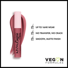 NYX Lip Lingerie XXL Flaunt It swatch shows creamy, transfer-free matte finish.