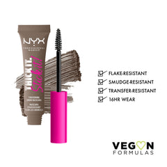NYX Thick It Stick It brow mascara brush-application enables precise brow shaping.