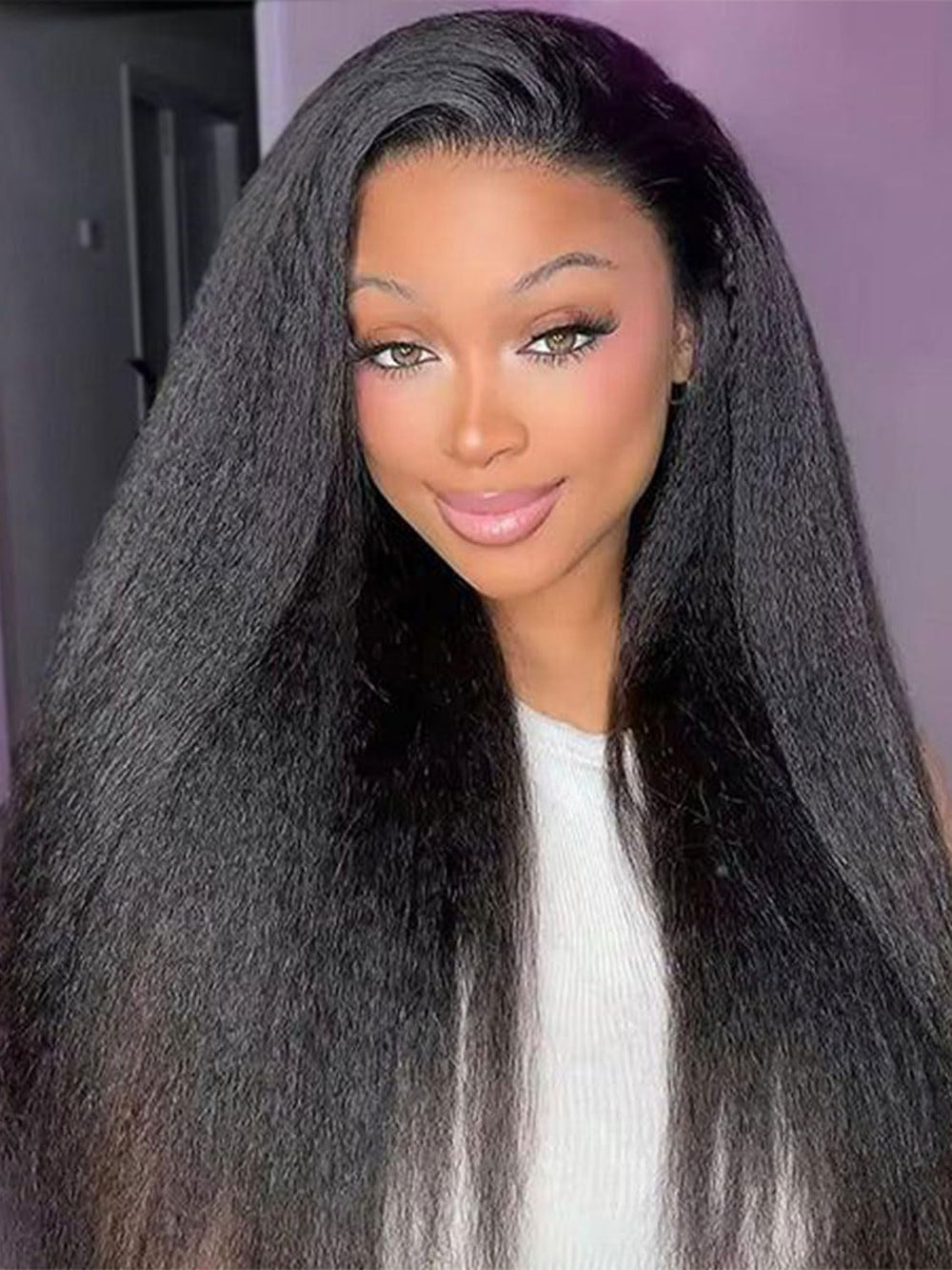 NZINZI kinky straight half wig texture closeup shows natural look