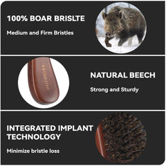 O BRUSHZOO closeup of 100% boar bristles for even oil distribution