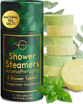 O Naturals shower steamers box gift packaging ready for a spa-inspired gift.