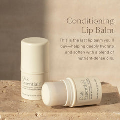 Oak Essentials Conditioning Lip Balm texture gliding on lips for comfortable, non-sticky wear.