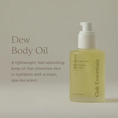 Oak Essentials Dew Body Oil dispensing cap enables precise, controlled application.