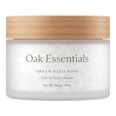 Oak Essentials Dream Bath Soak packaging for a premium nighttime ritual.