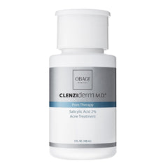 Obagi CLENZIderm M.D. Pore Therapy bottle front showing 2% salicylic acid for clear pores.