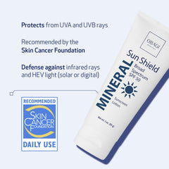 Obagi Sun Shield label closeup highlighting zinc oxide mineral protection.