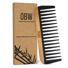 OBW OREN'S Bamboo Wide Tooth Comb detailed-teeth for gentle detangling of curly hair