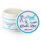 Ocean View Deep Waves Pomade jar shows butter-soft texture for strong hold and conditioning.