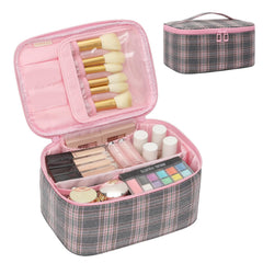 OCHEAL makeup bag with brush-slot keeps brushes organized for travel.