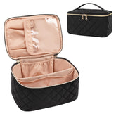 OCHEAL portable cosmetic bag with handle and divider for organized travel makeup storage.