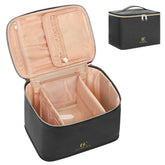 OCHEAL travel makeup bag front view, sleek black design for organized travel.
