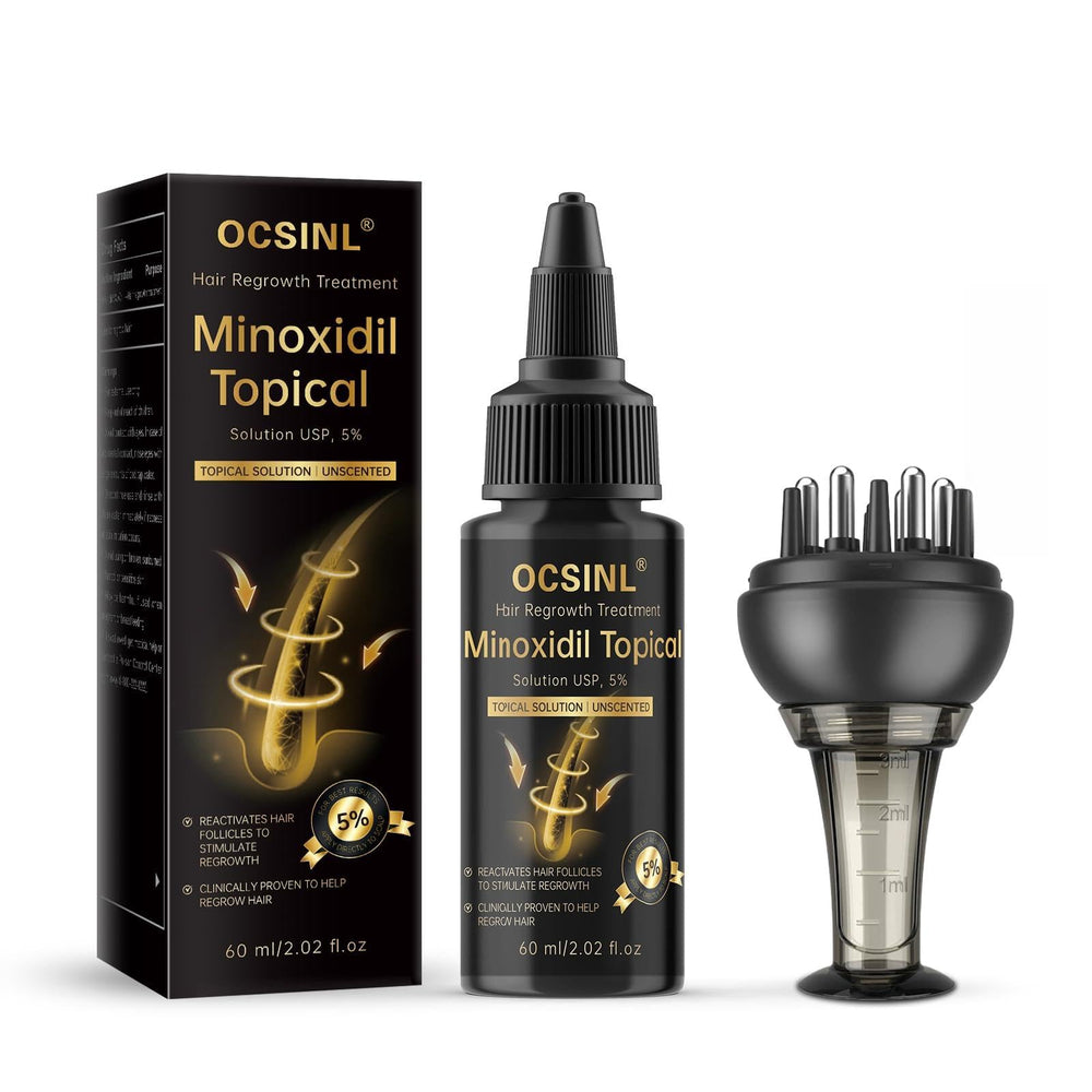 OCSINL Minoxidil serum bottle closeup for precise daily dosing and easy use
