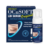 OCuSOFT Lid Scrub bottle pump close-up showing gentle cleansing for daily eyelid hygiene.