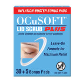 OCuSOFT Lid Scrub Plus 35-count bottle closeup promotes gentle eyelid cleansing.