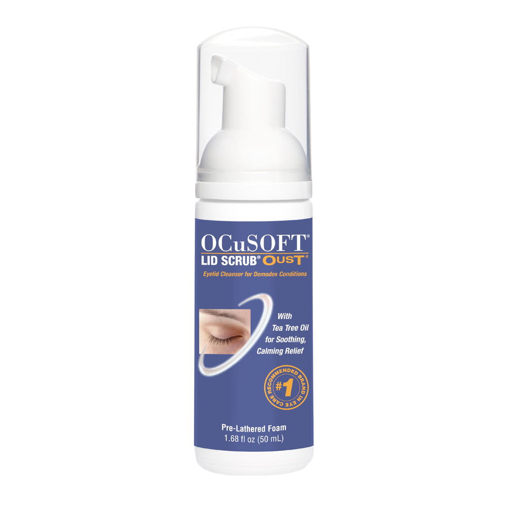 OCuSOFT Oust Demodex Foam Cleanser bottle for gentle eyelid and lash cleansing