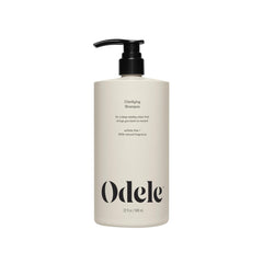 Odele Clarifying Shampoo bottle shows sulfate-free cleansing for buildup removal.