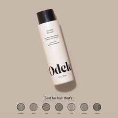 Odele Clarifying Shampoo pump highlighting easy weekly use for buildup control.