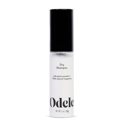 Odele Dry Shampoo bottle-front shows quick oil-absorption for refreshed roots.