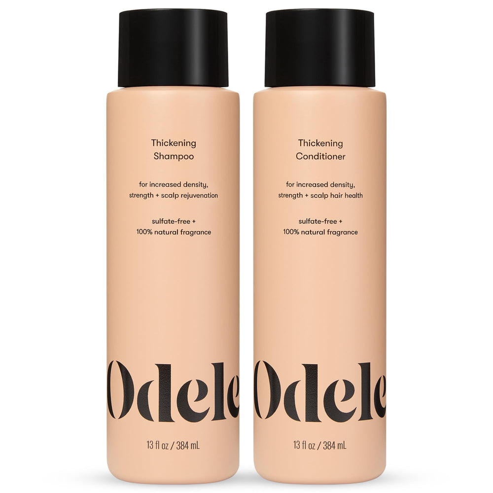 Odele thickening shampoo bottle shows density-boosting formula for fine hair