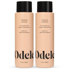 Odele thickening shampoo bottle shows density-boosting formula for fine hair